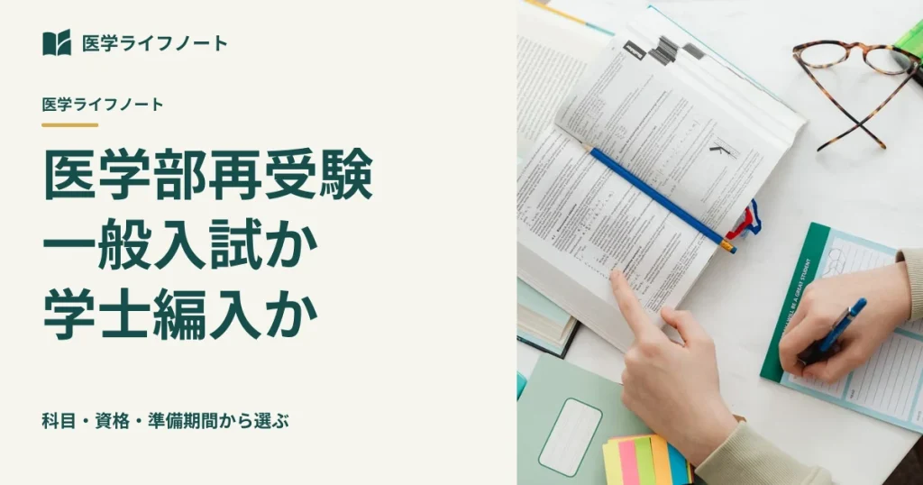 医学部再受験は一般入試と学士編入のどちらを選ぶ？出願資格・試験科目・日程を2校の実例で比較し、学習の第一歩を決める手順