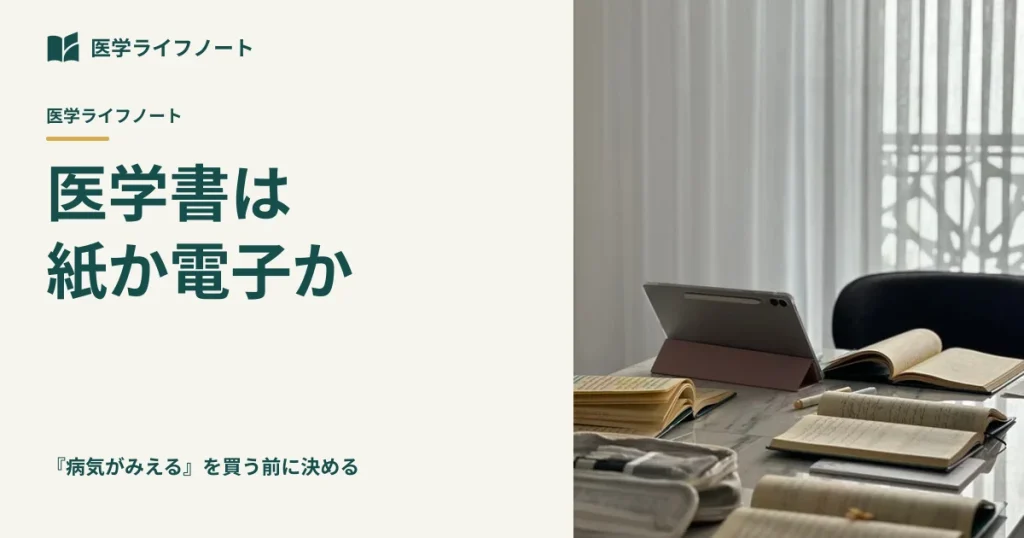 医学書を紙と電子のどちらで揃えるかを考える記事のアイキャッチ