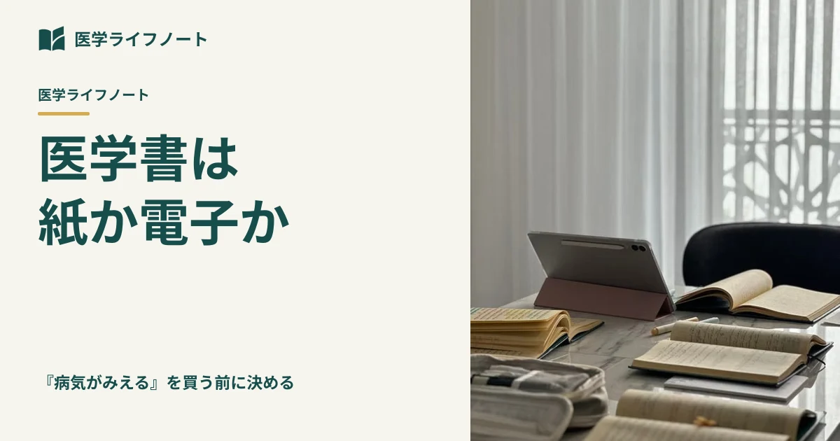 医学書を紙と電子のどちらで揃えるかを考える記事のアイキャッチ